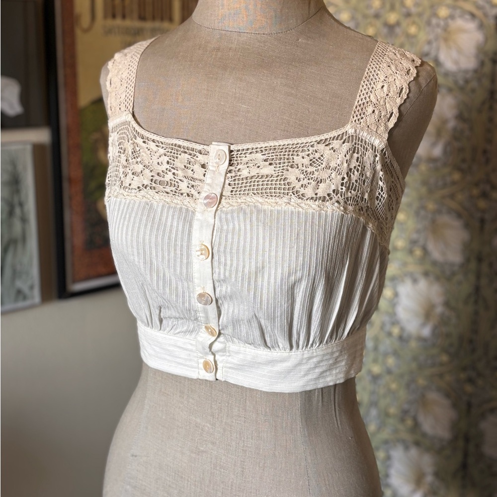 UO Jilly Ann Button-Through Lace Corset Cover Cami